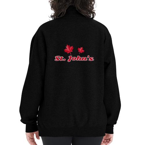 St. John's with two red maple leaves - Champion Unisex 1/4 Zip Pullover Sweatshirt