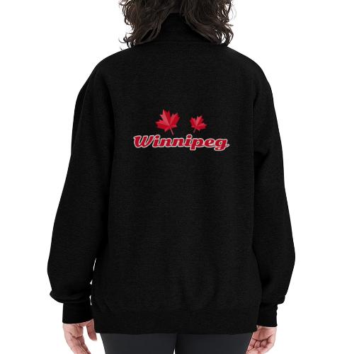 Winnipeg with two red maple leaves - Champion Unisex 1/4 Zip Pullover Sweatshirt