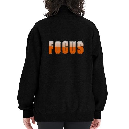 FOCUS Vibrant Orange Motivational Word Design - Champion Unisex 1/4 Zip Pullover Sweatshirt