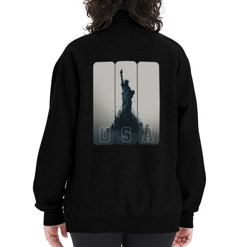 USA: Liberty Rising Over Manhattan - Champion Unisex 1/4 Zip Pullover Sweatshirt