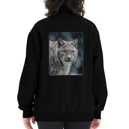 Lynx Portrait Piercing Eyes Design - Champion Unisex 1/4 Zip Pullover Sweatshirt