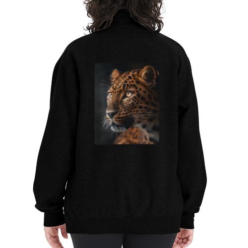 Amur Leopard Face Wildlife Design - Champion Unisex 1/4 Zip Pullover Sweatshirt