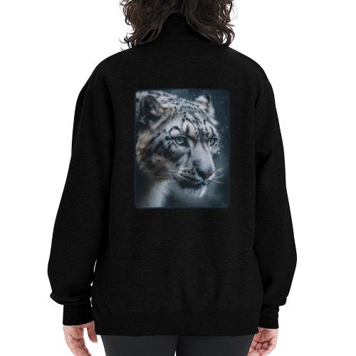Snow Leopard Blue Eyes Design - Champion Unisex 1/4 Zip Pullover Sweatshirt