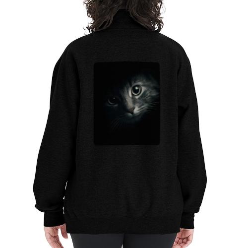 Cat Face in Shadow Close-Up Design - Champion Unisex 1/4 Zip Pullover Sweatshirt