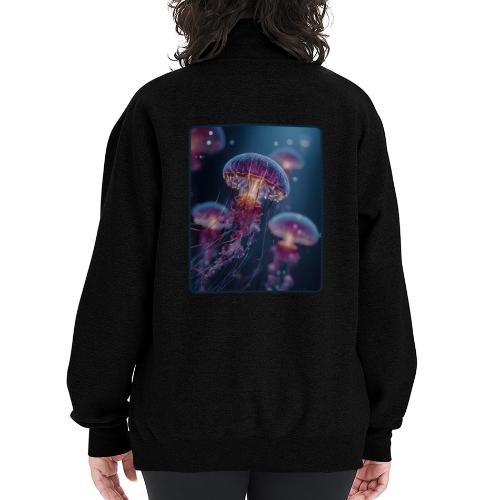 Glowing Jellyfish Deep Sea Design - Champion Unisex 1/4 Zip Pullover Sweatshirt