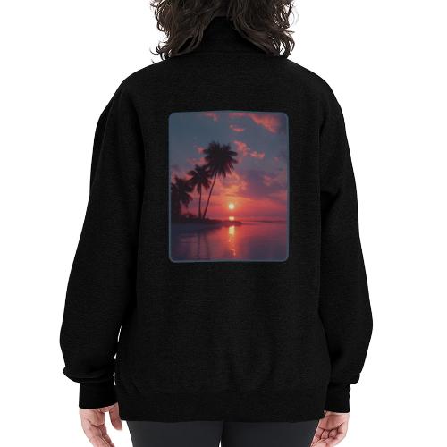 Tropical Sunset Ocean Reflection Design - Champion Unisex 1/4 Zip Pullover Sweatshirt