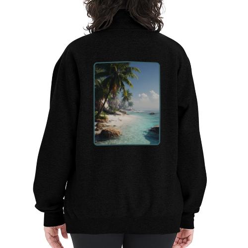 Tropical Beach Paradise Palm Design - Champion Unisex 1/4 Zip Pullover Sweatshirt