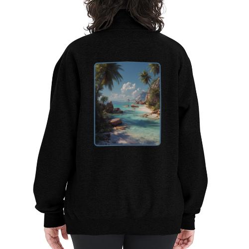 Tropical Island Paradise Ocean Design - Champion Unisex 1/4 Zip Pullover Sweatshirt