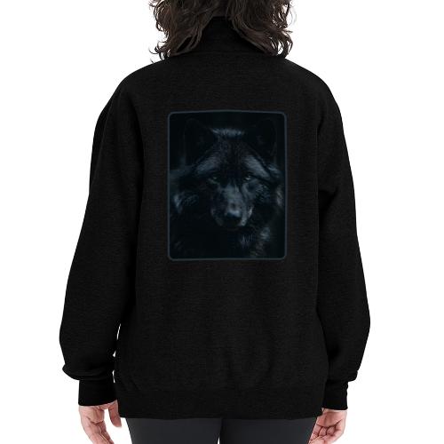 Black Wolf Intense Eyes Portrait Design - Champion Unisex 1/4 Zip Pullover Sweatshirt