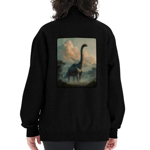 Brachiosaurus Prehistoric Scene Design - Champion Unisex 1/4 Zip Pullover Sweatshirt