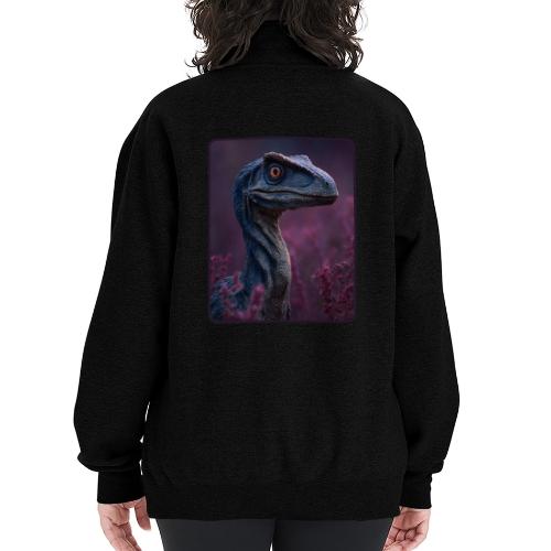 Blue Velociraptor Portrait Design - Champion Unisex 1/4 Zip Pullover Sweatshirt