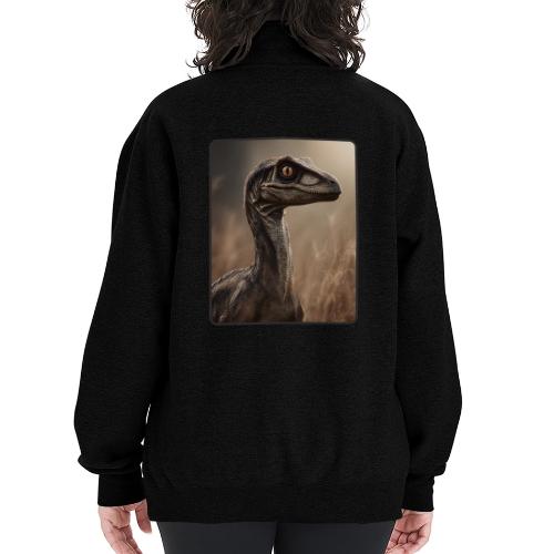 Velociraptor Feathered Portrait Design - Champion Unisex 1/4 Zip Pullover Sweatshirt
