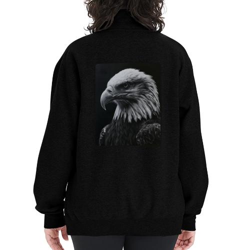 Black White Bald Eagle Design - Champion Unisex 1/4 Zip Pullover Sweatshirt