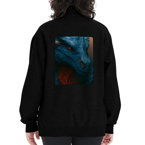Turquoise Dragon Fire Eye Design - Champion Unisex 1/4 Zip Pullover Sweatshirt