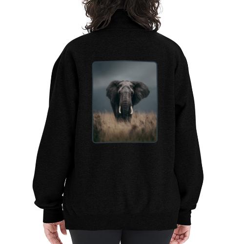 Majestic African Elephant Portrait Design - Champion Unisex 1/4 Zip Pullover Sweatshirt