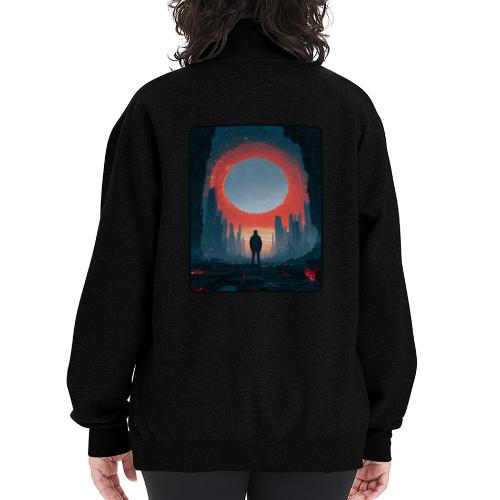 Cosmic Portal Future City Design - Champion Unisex 1/4 Zip Pullover Sweatshirt