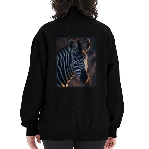 Majestic Zebra Sunset Portrait Design - Champion Unisex 1/4 Zip Pullover Sweatshirt