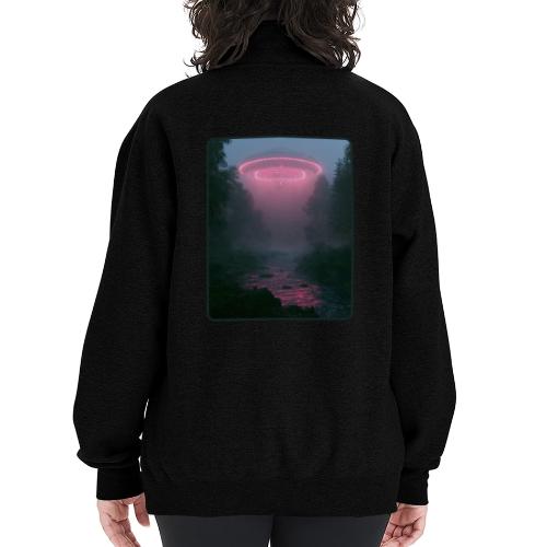 Neon UFO Forest River Design - Champion Unisex 1/4 Zip Pullover Sweatshirt