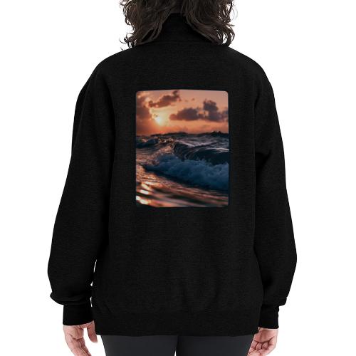 Golden Sunset Ocean Wave - Champion Unisex 1/4 Zip Pullover Sweatshirt