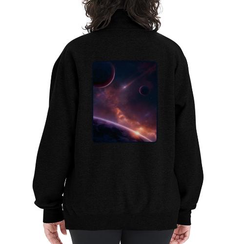 Cosmic Sunset Nebula Space Art - Champion Unisex 1/4 Zip Pullover Sweatshirt