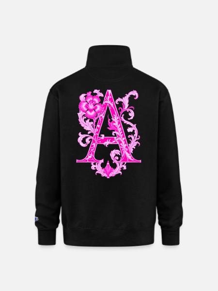 The A - Champion Unisex 1/4 Zip Pullover Sweatshirt - black