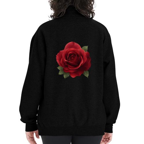 Rose: Crimson Bloom Elegance - Champion Unisex 1/4 Zip Pullover Sweatshirt