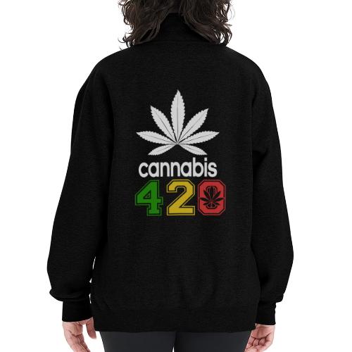 Humorous 420 Authentic Herb Weed Marijuana Design - Champion Unisex 1/4 Zip Pullover Sweatshirt