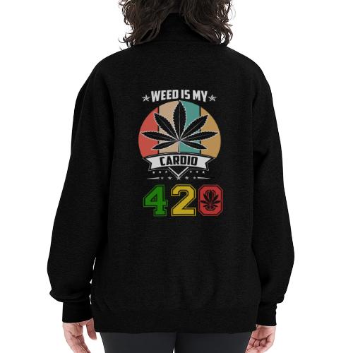 Quick Witted 420 My Cardio Herb Weed Marijuana - Champion Unisex 1/4 Zip Pullover Sweatshirt