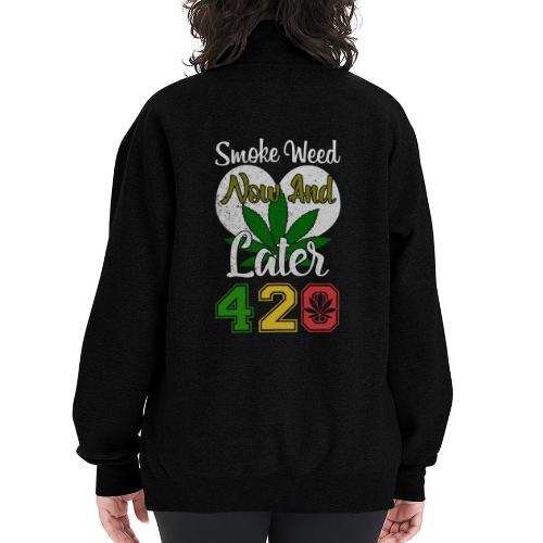 Funny 420 Always Smoking Weed Marijuana Design - Champion Unisex 1/4 Zip Pullover Sweatshirt