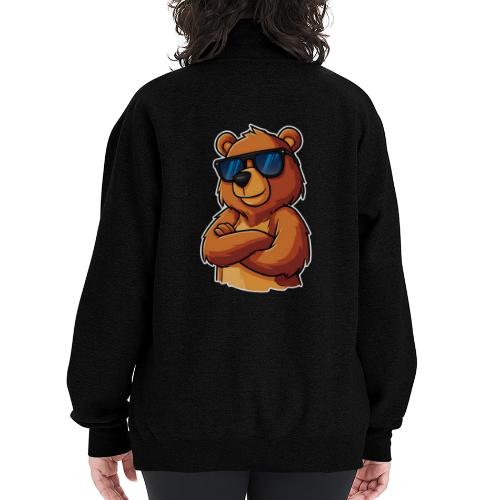 Cool Bear Sunglasses Cartoon Design - Champion Unisex 1/4 Zip Pullover Sweatshirt