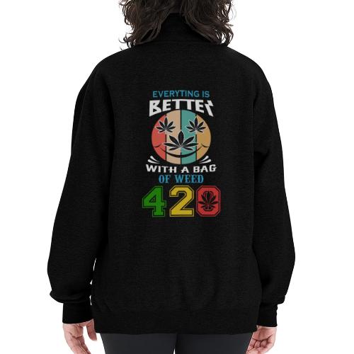 Comic 420 Better Herb Weed Marijuana Design - Champion Unisex 1/4 Zip Pullover Sweatshirt
