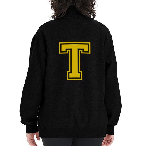 Letter T – Capital Athletic Alphabet Monogram - Champion Unisex 1/4 Zip Pullover Sweatshirt