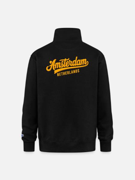 Amsterdam Netherlands Souvenir Design - Champion Unisex 1/4 Zip Pullover Sweatshirt - black