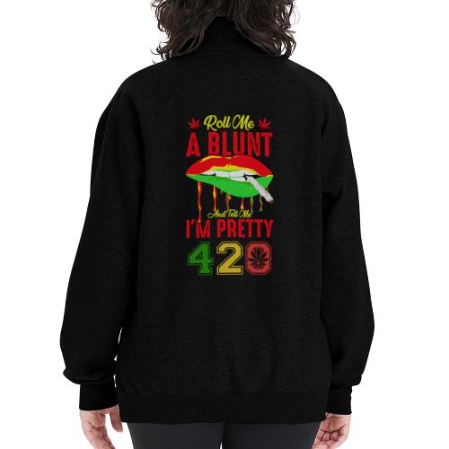 Pleasant 420 Smoke a Blunt Weed Marijuana Design - Champion Unisex 1/4 Zip Pullover Sweatshirt