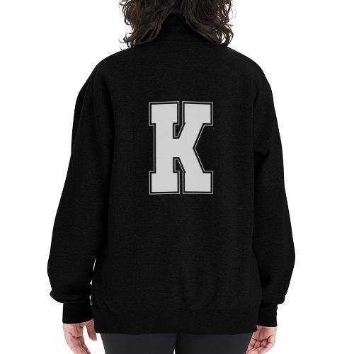 White Letter K – Varsity Alphabet Monogram - Champion Unisex 1/4 Zip Pullover Sweatshirt