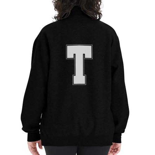 White Letter T – Varsity Alphabet Monogram - Champion Unisex 1/4 Zip Pullover Sweatshirt