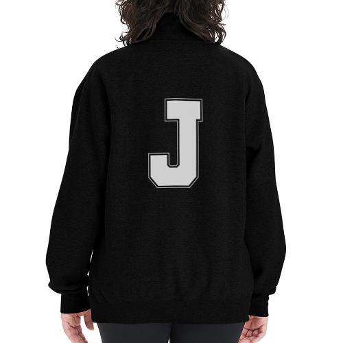 White Letter J – Varsity Alphabet Monogram - Champion Unisex 1/4 Zip Pullover Sweatshirt