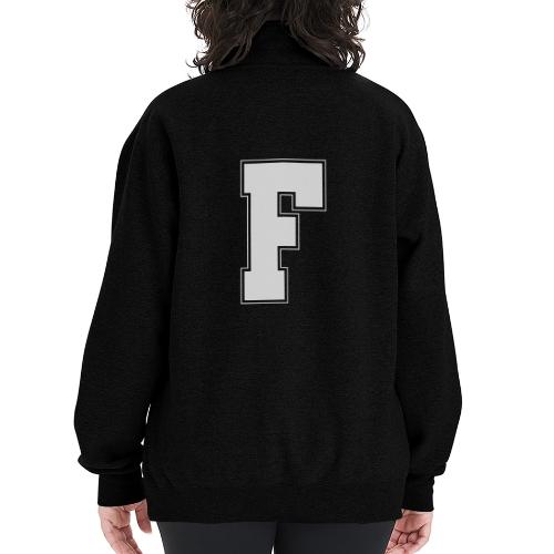 White Letter F – Varsity Alphabet Monogram - Champion Unisex 1/4 Zip Pullover Sweatshirt