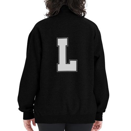 White Letter L – Varsity Alphabet Monogram - Champion Unisex 1/4 Zip Pullover Sweatshirt