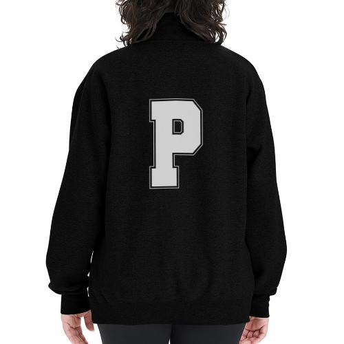 White Letter P – Varsity Alphabet Monogram - Champion Unisex 1/4 Zip Pullover Sweatshirt