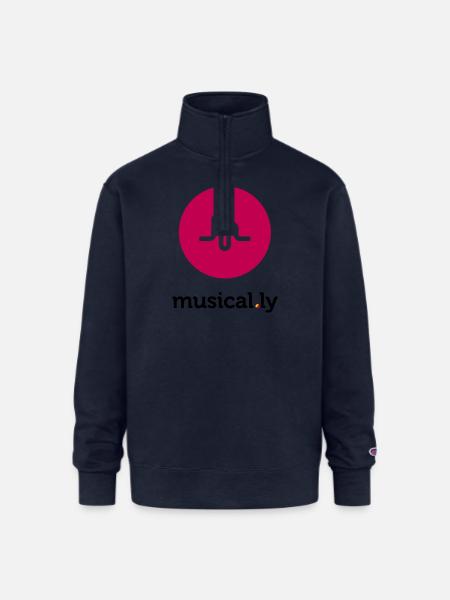 Musical.ly Logo - Champion Unisex 1/4 Zip Pullover Sweatshirt - navy