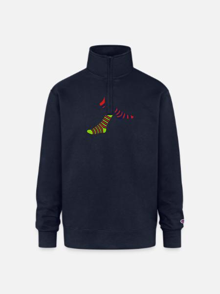 1 sock 2 - Champion Unisex 1/4 Zip Pullover Sweatshirt - navy