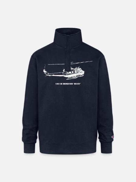 Huey Shadow Helicopter Silhouette - Champion Unisex 1/4 Zip Pullover Sweatshirt - navy