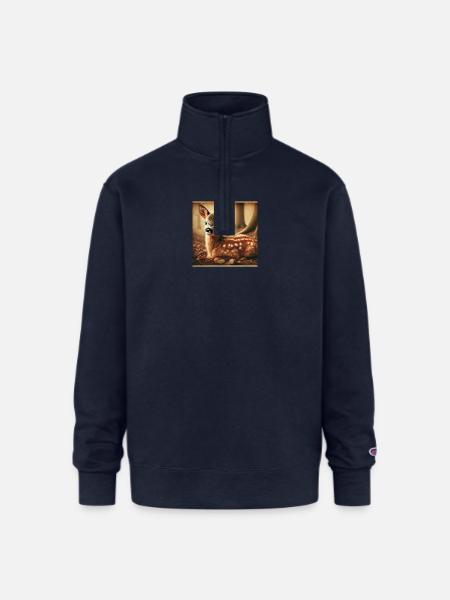 A relative of Bambi - Champion Unisex 1/4 Zip Pullover Sweatshirt - navy