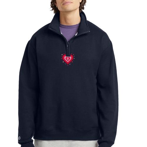 Layered Red & Pink Heart – Cute Valentine Love - Champion Unisex 1/4 Zip Pullover Sweatshirt