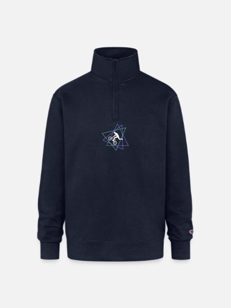 Geometric BMX Stunt Rider - Champion Unisex 1/4 Zip Pullover Sweatshirt - navy