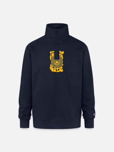 Weed Yogi in Golden Mandala - Champion Unisex 1/4 Zip Pullover Sweatshirt - navy