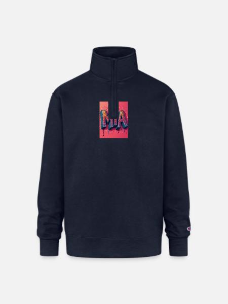 MIA Glitter Block Letters - Champion Unisex 1/4 Zip Pullover Sweatshirt - navy