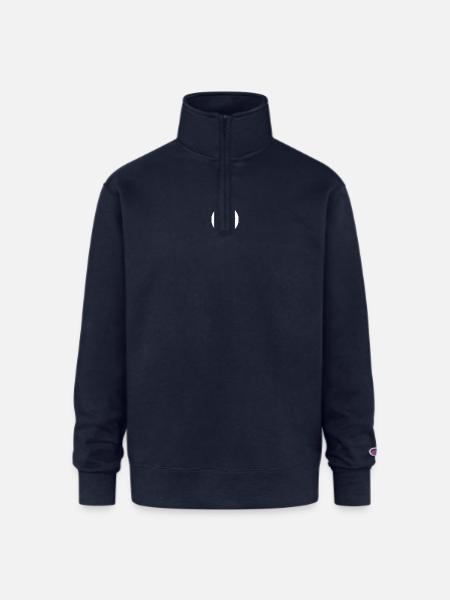 Whimsical Cat Bead Portrait - Champion Unisex 1/4 Zip Pullover Sweatshirt - navy