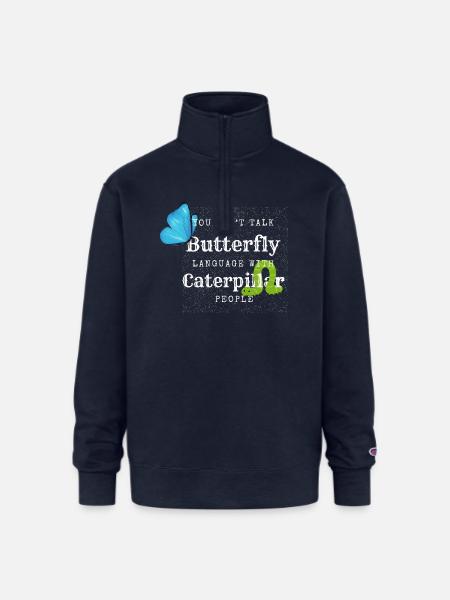 Butterfly Language Tee - Champion Unisex 1/4 Zip Pullover Sweatshirt - navy